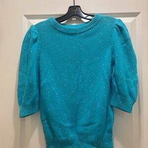 Generation Love Puff Sleeve Turquoise Sweater w Sparkles
